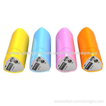 Power bank for iPhone with light weight feature and 5V DC at 1A output/input voltage